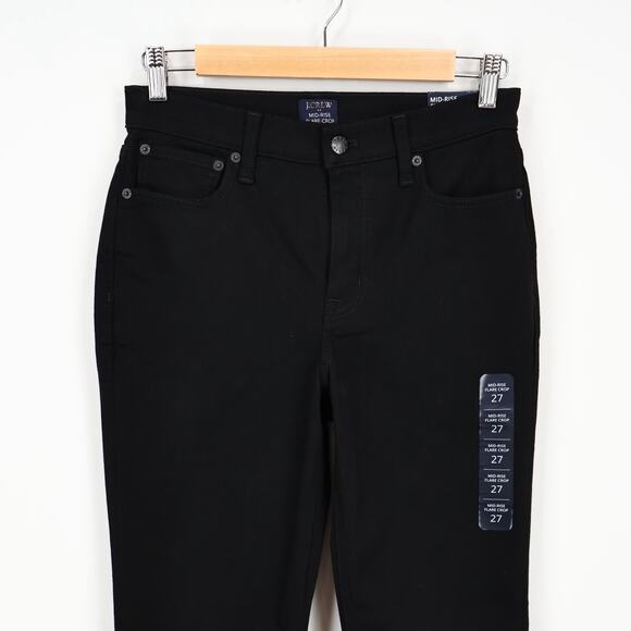 J.Crew Factory Mid Rise Flare Crop All Day Stretch Black Jean Size 27 NWT - Picture 2 of 9